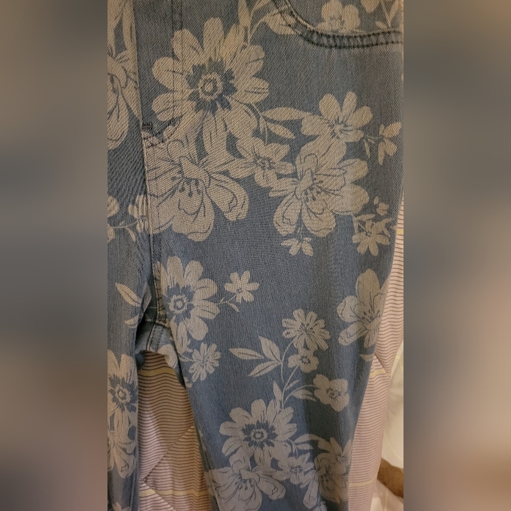 Time and Tru Fashion Jegging Flower Denim Stretch Skinny XS (0-2) Pants - Picture 3 of 6